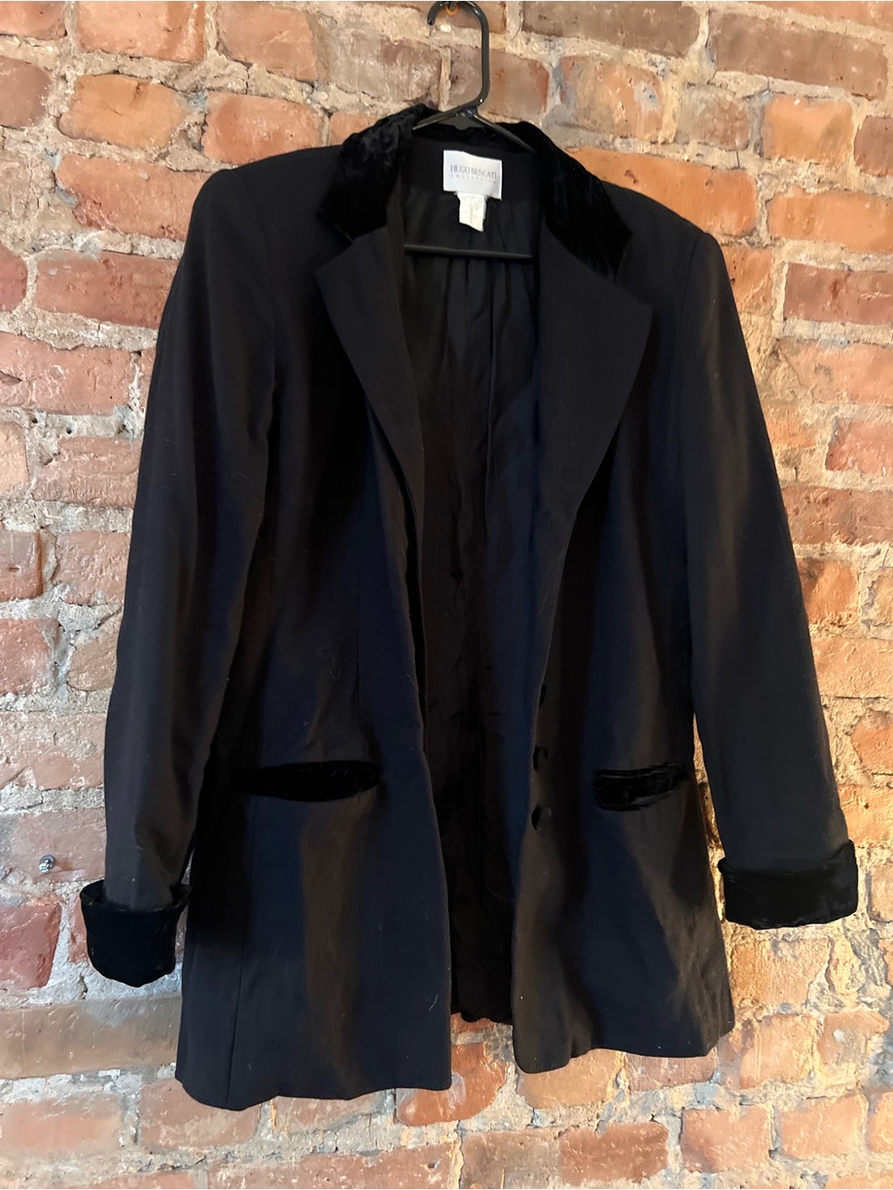 Hugo Buscati Black Velvet-Trim Blazer